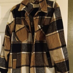 Ashley by 26 International Tan and Black Plaid Jacket Shacket